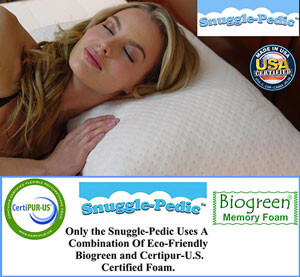Snuggle-Pedic Bamboo Combination Memory Foam Pillow Supports the Neck For Side, Stomach, & Back Sleepers