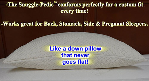 snuggle pedic's pillow With Kool-Flow Micro-Vented Cover works great for back, stomach, side, and pregnant sleepers