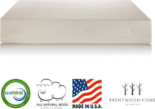 Brentwood Home 13-Inch Gel HD Memory Foam Mattress, Natural Wool Sleep Surface and Bamboo Cover