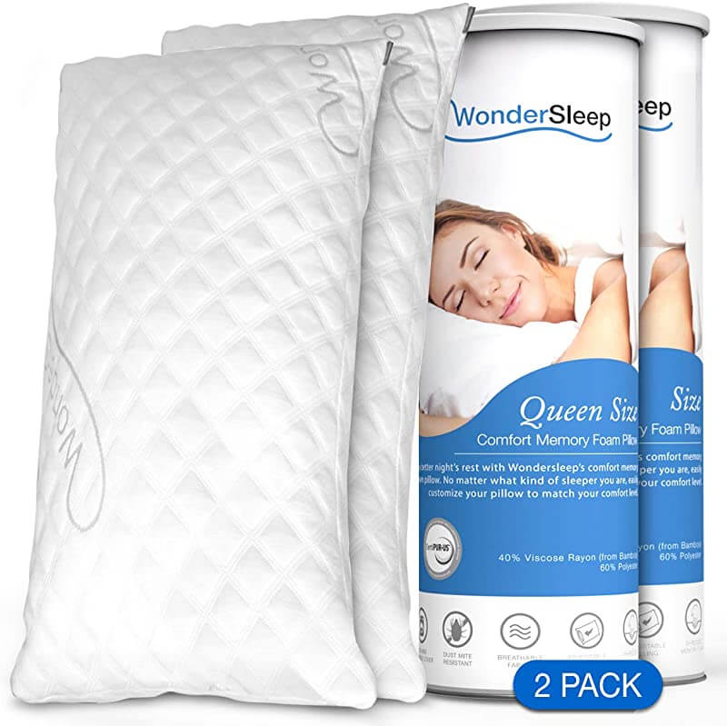 Best Cooling pillow for neck pain is WonderSleep Premium Adjustable Loft