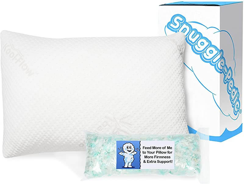 The Best Side Sleeper with Neck Pain Pillow is the Snuggle-Pedic Adjustable Shredded Memory Foam Pillow